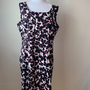 🍇Précis sheath dress Sz14 black white red designed Jacques Vert  🍇